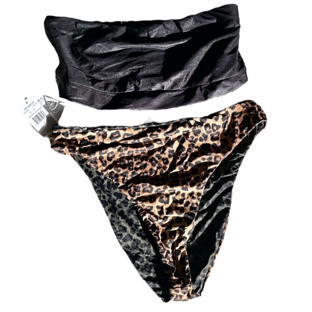 NWT Good American High Shine Better Band Top and Animal Print Bottom - Size 5(2X